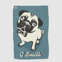 Monogram. Funny Gentleman Pug with a Cute Bowtie.