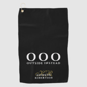 Monogram Funny OOO Simple Black White Gold Men Golf Towel
