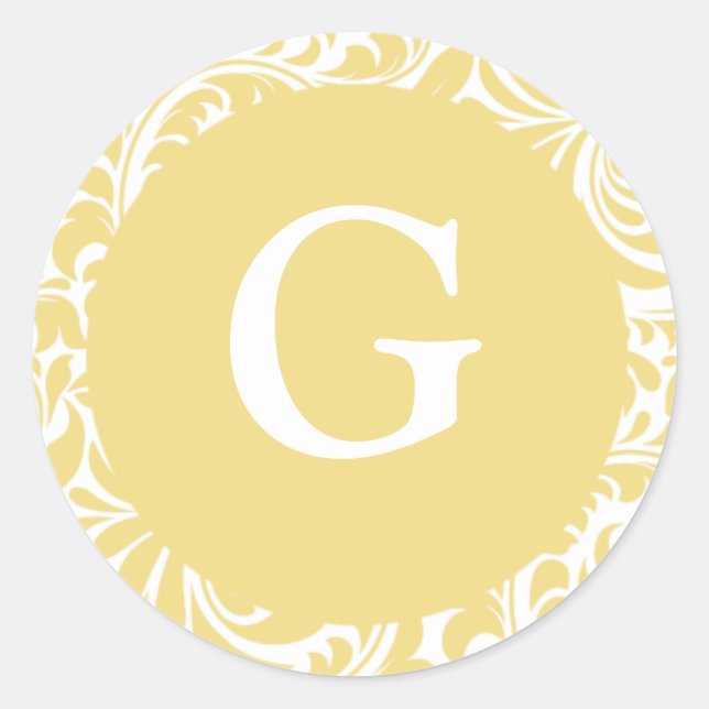 Monogram G Antique Gold Customisable Invitation Se Classic Round Sticker (Front)