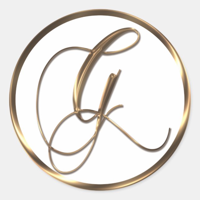 Monogram G Faux Bronze Classic Round Sticker (Front)
