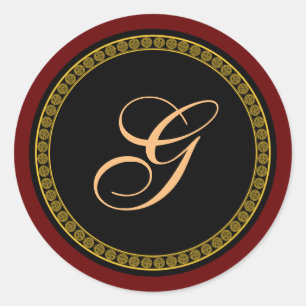 Monogram "G" gold-coloured script  Classic Round Sticker