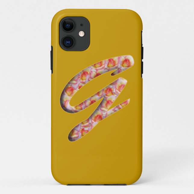 Monogram G in Roses Pattern phone case (Back)