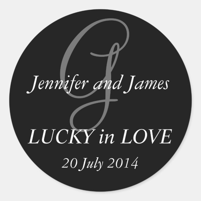 Monogram G Stickers for Weddings Black (Front)