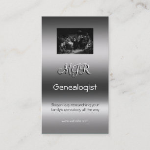 Monogram, Genealogy Business, metallic-effect Business Card