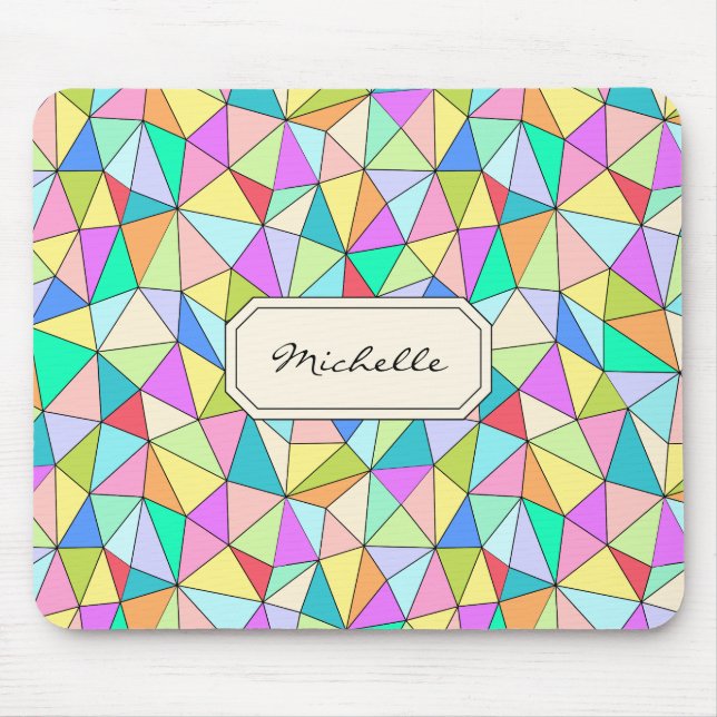 Monogram Geomertic Colourful Bright Mousepad (Front)