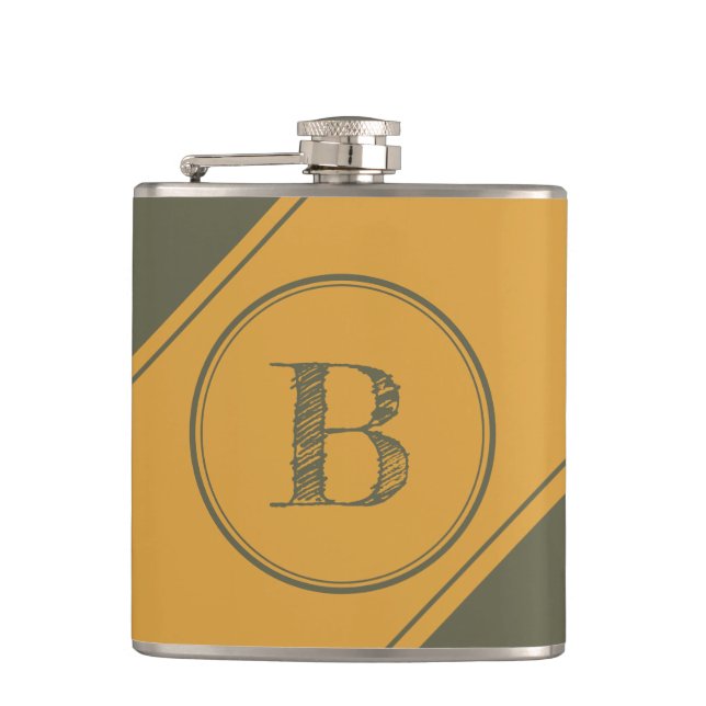 Monogram Geometric Diagonal Mango Moss Green Hip Flask (Front)