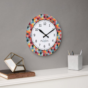 Monogram Geometric Hexagon Pattern Wall Clock