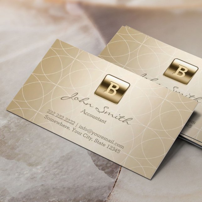 Monogram Geometric Modern Gold Accountant Business Card (Creator Uploaded)