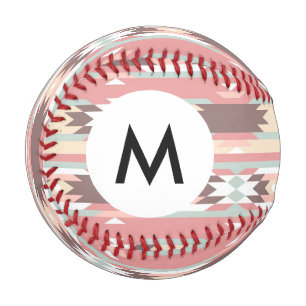 Monogram Geometric pattern in aztec style 2 Baseball