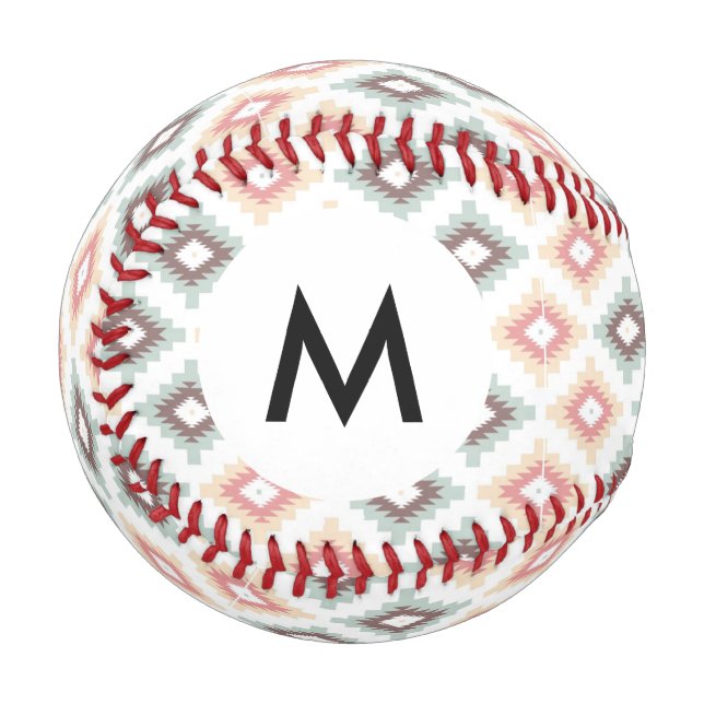 Monogram Geometric pattern in aztec style Baseball (Front Left)