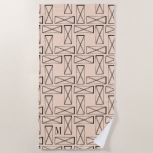 Monogram Geometric Rectangle X Design Beach Towel