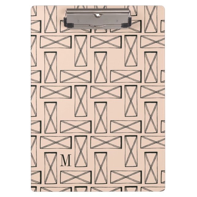 Monogram | Geometric Rectangle X Design Clipboard (Front)