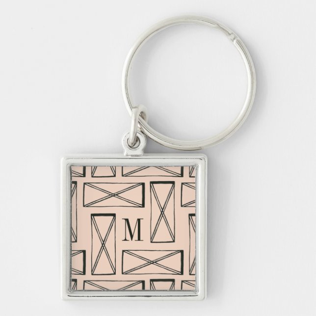 Monogram | Geometric Rectangle X Design Key Ring (Front)