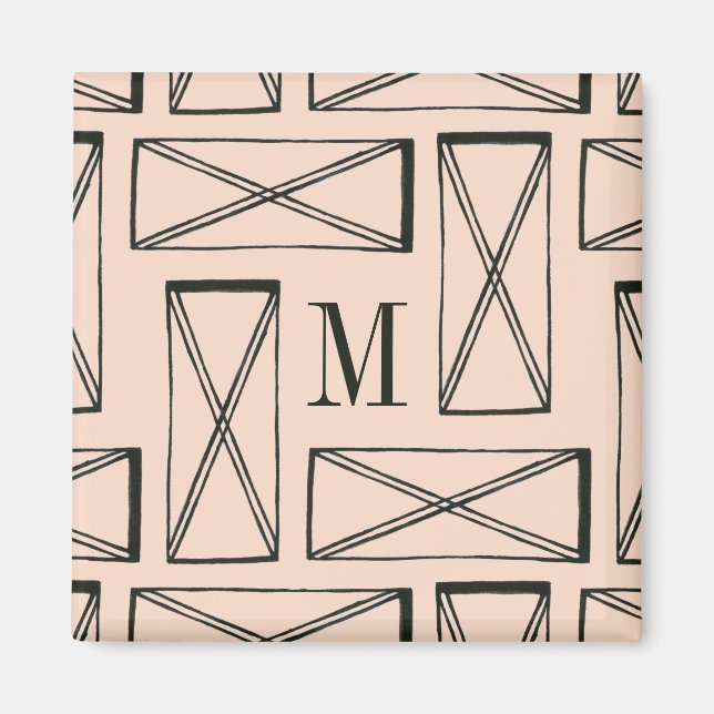 Monogram | Geometric Rectangle X Design Magnet (Front)