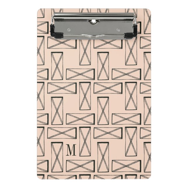 Monogram | Geometric Rectangle X Design Mini Clipboard (Front)