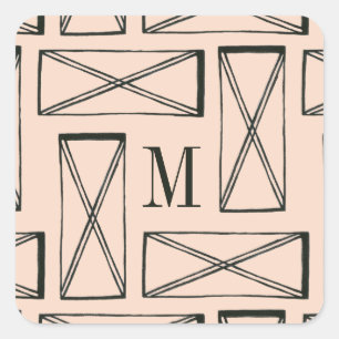 Monogram   Geometric Rectangle X Design Square Sticker