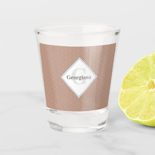 Monogram Geometric Warm Neutrals Beige Polka Dots Shot Glass