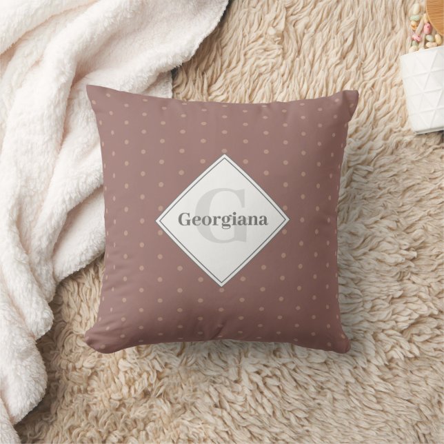 Monogram Geometric Warm Neutrals Brown Polka Dots Cushion (Blanket)