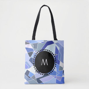 Monogram Geometry Triangles Tote Bag