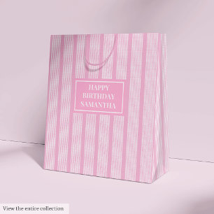 Monogram Gift Bags Pink Tartan Birthday Style