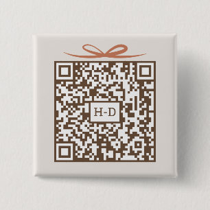 Monogram Gift & Bow QR Code Registry Cash Fund 15 Cm Square Badge