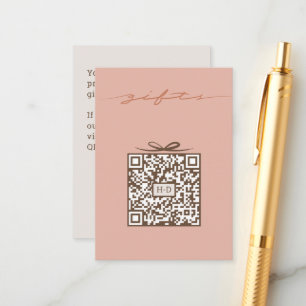 Monogram Gift & Bow QR Code Wedding Registry Enclosure Card