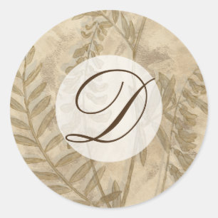 Monogram   Gilded Foliage I Classic Round Sticker