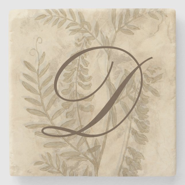 Monogram | Gilded Foliage I Stone Coaster (Front)