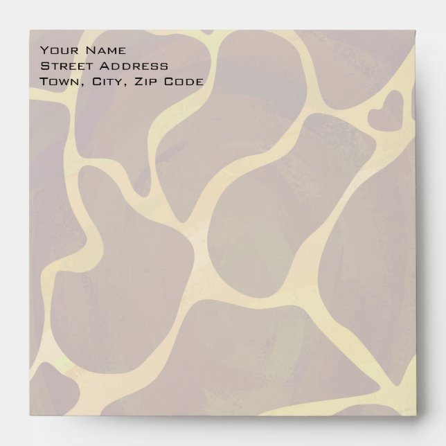 Monogram Giraffe Brown, Yellow Print Envelope (Front)