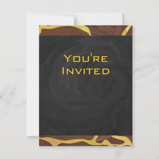 Monogram Giraffe Brown, Yellow Print Invitation (Front)