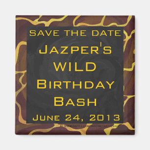 Monogram Giraffe Brown, Yellow Print Magnet