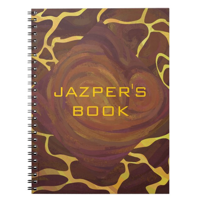 Monogram Giraffe Brown, Yellow Print Notebook (Front)