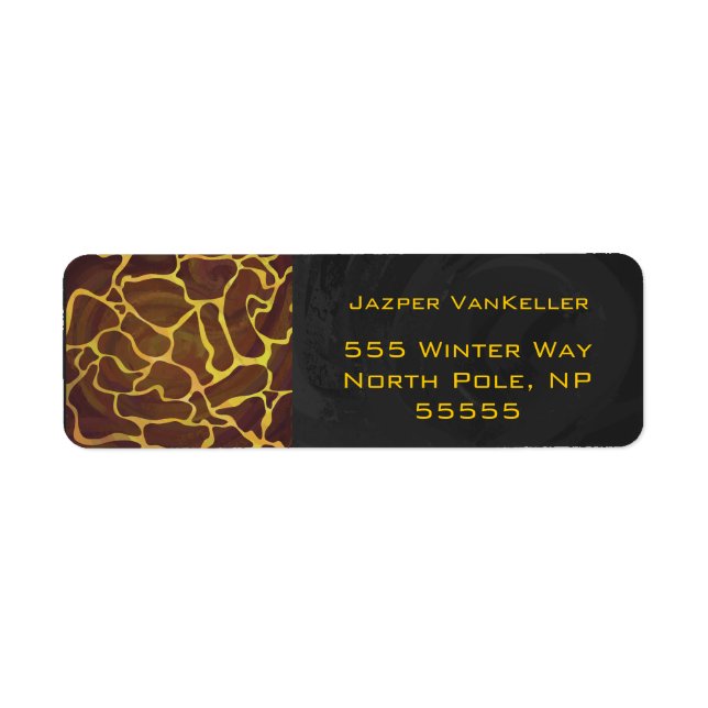 Monogram Giraffe Brown, Yellow Print Return Address Label (Front)