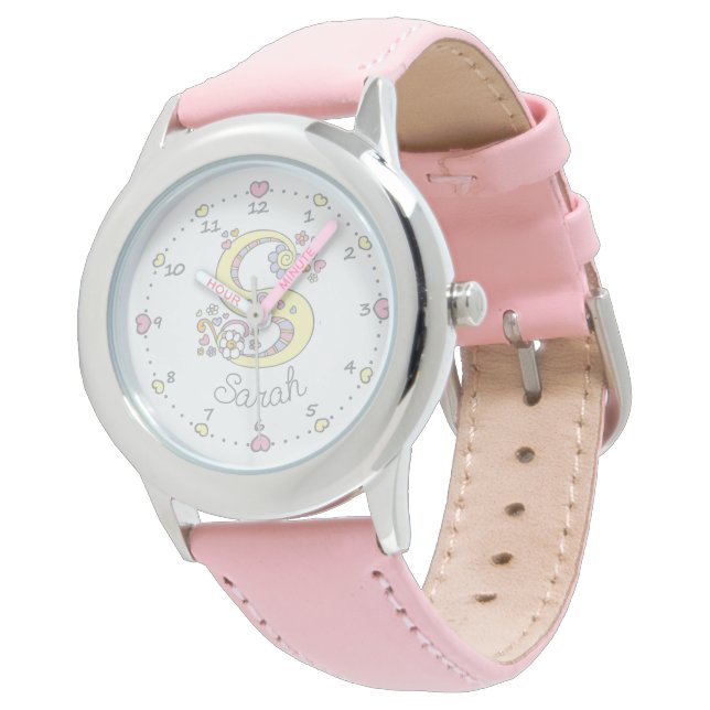 Monogram girls letter S art Sarah name Watch (Angled)