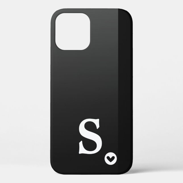 Monogram Girly Black Heart Simple Modern Chic Case (Back)