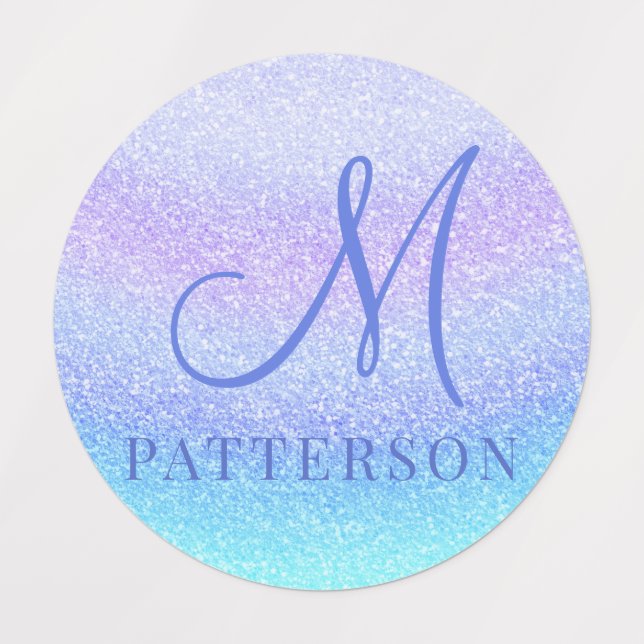 Monogram Girly Glitter Chic Modern Name Iron On (Design 1)