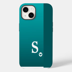Monogram Girly Green Heart Simple Modern Chic Case