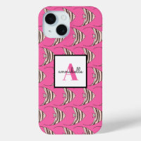 Monogram Girly Pink Fish Pattern Personalised