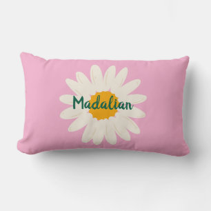 Monogram girly pinky background White floral Lumbar Cushion