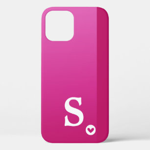 Monogram Girly Purple Heart Simple Modern Chic Cas iPhone 12 Case