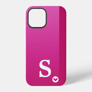Monogram Girly Purple Heart Simple Modern Chic Cas iPhone 12 Case