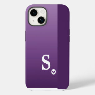 Monogram Girly Purple Heart Simple Modern Chic Cas iPhone 14 Case
