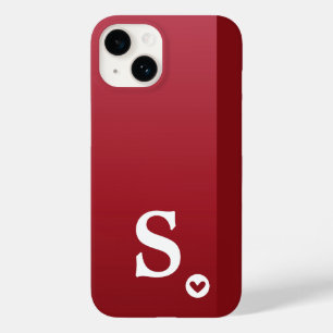 Monogram Girly Red Heart Simple Modern Chic Case-Mate iPhone 14 Case