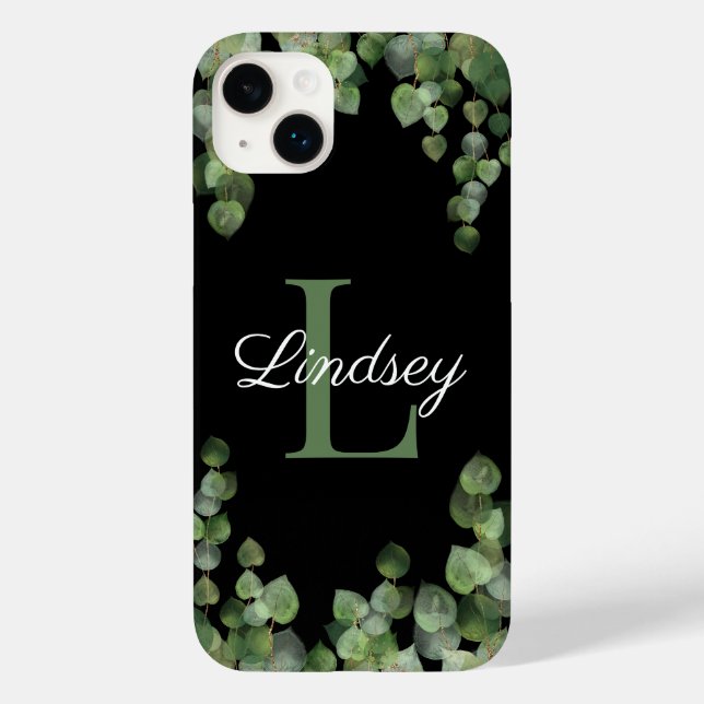 Monogram Girly Stylish Eucalyptus  Case-Mate iPhone Case (Back)