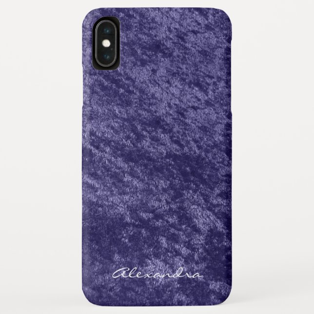 Monogram Girly Violet Purple Velvet Faux Fabric Case-Mate iPhone Case (Back)