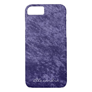 Monogram Girly Violet Purple Velvet Faux Fabric iPhone 8/7 Case