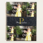 Monogram Glitter Effect 2021 Personalised Photo Planner<br><div class="desc">Elegant modern personalised custom multi photo planner.  Editable so that you can add your own 6 images.  Elegant typography monogram,  also editable so you can add name and initial.  This will also appear on the back of the planner.</div>