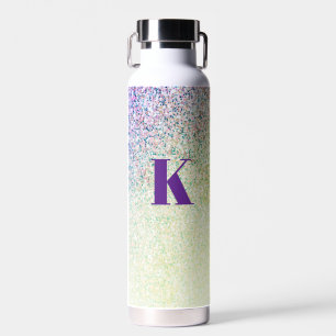 Monogram Glitter Purple Ombre Glitter Water Bottle