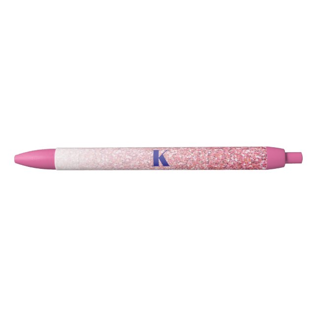 Monogram Glitter Rainbow Glitter Feminine Black Ink Pen (Front)