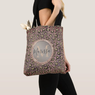Monogram Glittery Chic Leopard Tote Bag